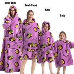 Winter Oversized Hoodies Sweatshirt Cute Cartoon Pizza Lion Panda Pullover Super Long Flannel Giant Lazy TV Blanket Pajamas