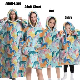 Winter Oversized Hoodies Sweatshirt Cute Cartoon Pizza Lion Panda Pullover Super Long Flannel Giant Lazy TV Blanket Pajamas