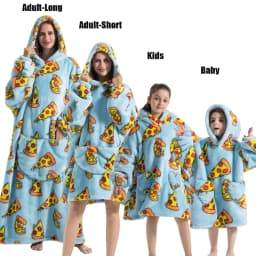 Winter Oversized Hoodies Sweatshirt Cute Cartoon Pizza Lion Panda Pullover Super Long Flannel Giant Lazy TV Blanket Pajamas