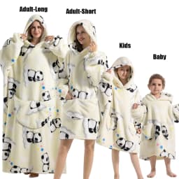Winter Oversized Hoodies Sweatshirt Cute Cartoon Pizza Lion Panda Pullover Super Long Flannel Giant Lazy TV Blanket Pajamas