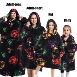 Winter Oversized Hoodies Sweatshirt Cute Cartoon Pizza Lion Panda Pullover Super Long Flannel Giant Lazy TV Blanket Pajamas