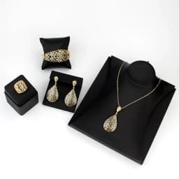 Sunspicems Gold Color Metal Arab Jewelry Set Hollow Bangle Earring Necklace Ring Wedding Bijoux Algeria Dubai Bridal Gifts