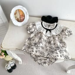 2026 New Summer Baby Clothing Set Infant Girls Floral Lace Collar Tops And Bloomer 2 PCS Suit Toddler Outfit