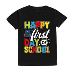 Happy First Day of School for Students Shirts Kids Back To School T Shirt Children Short Sleeve School Tee Clothes