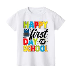 Happy First Day of School for Students Shirts Kids Back To School T Shirt Children Short Sleeve School Tee Clothes
