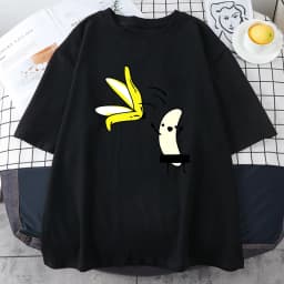Men Banana Disrobe Overcoat Funny Print T-shirt Summer Humor Joke Hipster T-Shirt Soft Cotton Street T Shirts Outfits Streetwear