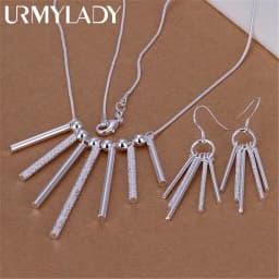 Hot 925 sterling Silver Jewelry sets for women fine classic earrings stud necklace 18 inch Fashion Party wedding Christmas Gifts