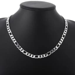 925 Sterling Silver Classic 8mm Geometric chain necklace bracelet Jewelry set for woman Men Party wedding fine fashion gifts