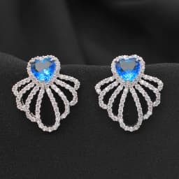 Luxury Jewelry Stud Earrings Cubic Zirconia Half Round Fanshaped Radial Stud Earrings Birthday Gift