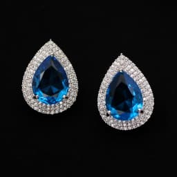 Luxury Jewelry Stud Earrings Cubic Zirconia Half Round Fanshaped Radial Stud Earrings Birthday Gift