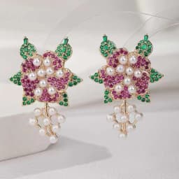 Luxury Jewelry Stud Earrings Cubic Zirconia Half Round Fanshaped Radial Stud Earrings Birthday Gift