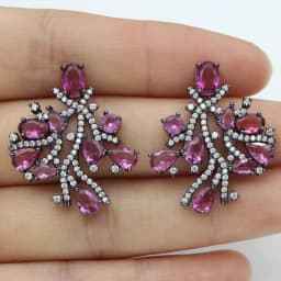 Luxury Jewelry Stud Earrings Cubic Zirconia Half Round Fanshaped Radial Stud Earrings Birthday Gift