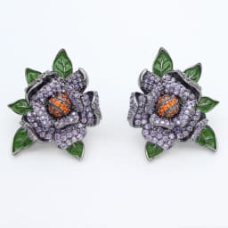 Luxury Jewelry Stud Earrings Cubic Zirconia Half Round Fanshaped Radial Stud Earrings Birthday Gift