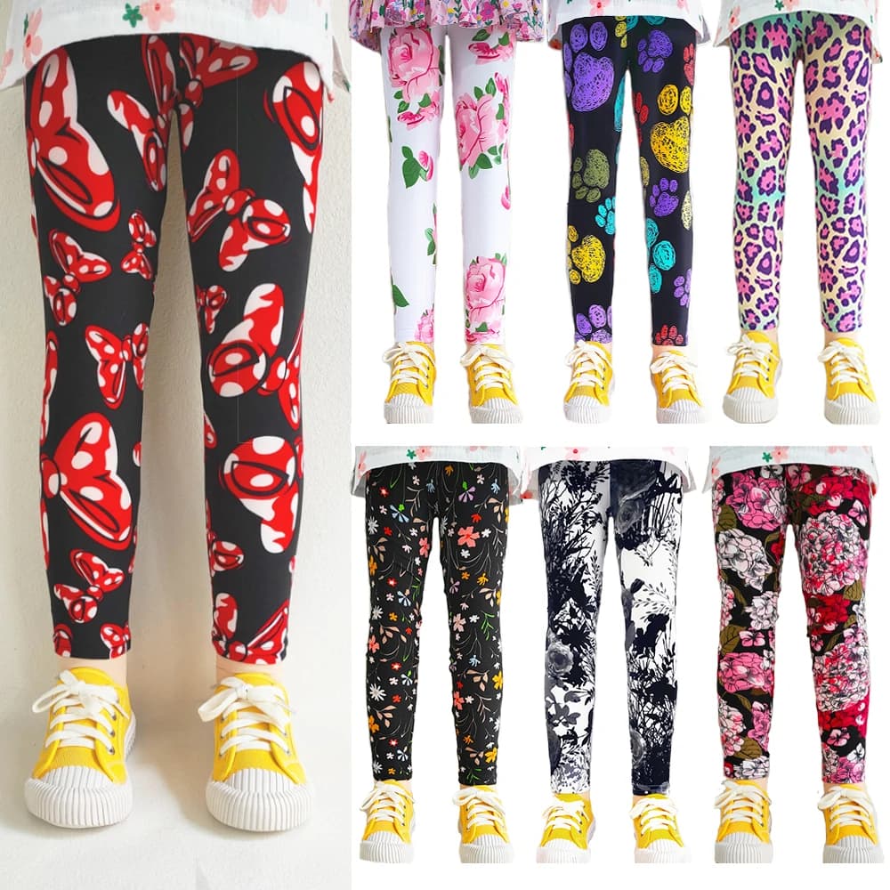 Children's Clothing Children's Bottom Pants Spring and Autumn Girl Printed Cartoon Slim Fit Pants Summer Pants