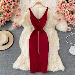 Zipple 2023 Sexy Summer Knit Strap Dress Women Tank Elatic Waist Bodycon Sundress Female Beach Split Backless Midi Dress