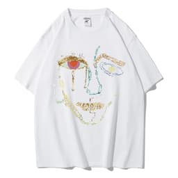 100% Cotton T-Shirts For Women Color Graffiti Woman's Face Printing Clothes Street Fashion Tops Loose Casual Short Sleeve Tees