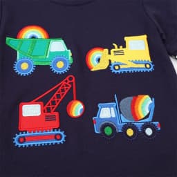 Little maven Baby Boys Blouses Long Sleeves Striped T-shirt Cotton Cartoon Excavator Tops for Kids Children's Clothing
