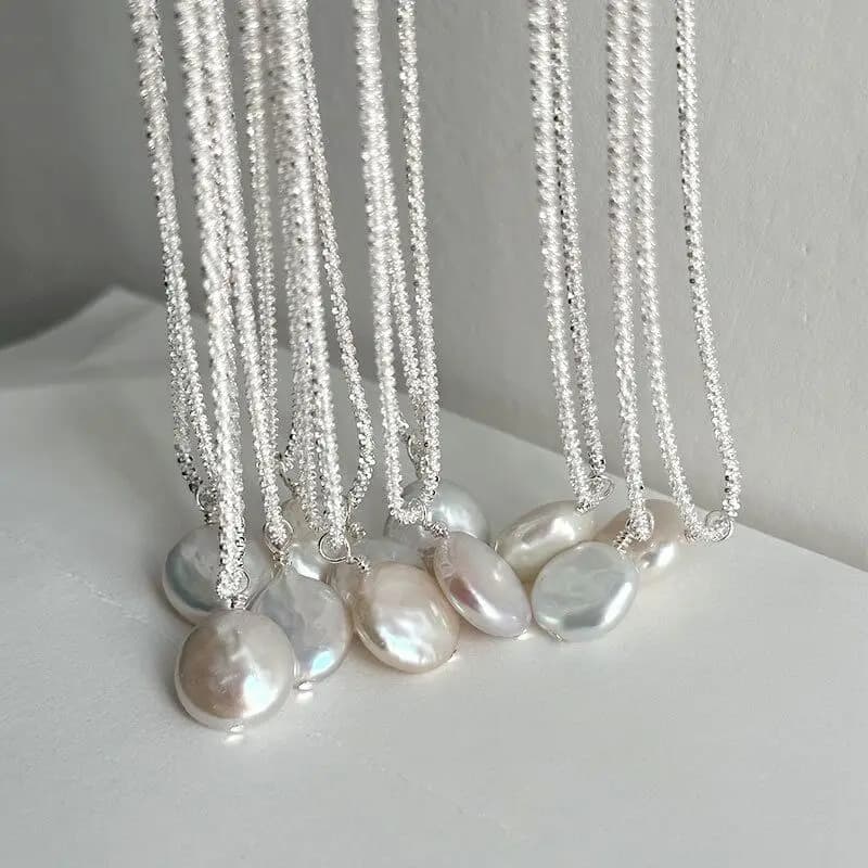 100% Natural Baroque Freshwater Pearl 925 Sterling Silver Female Pendant Necklace Jewelry For Women Birthday Gifts