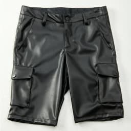 Men's Leather Cargo Shorts Stretch Fashion PU Leather Shorts Pockets