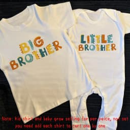 Big Brother/Little Brother Matching Sibling Kids T-shirt and Baby Grow Baby Shower Gifts Baby Coming Home Outfits Sibling Cloth