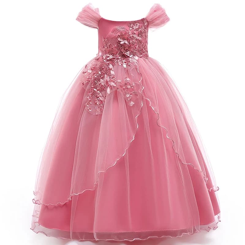 4-14 Years Kids Bridesmaid Dress For Girls Long Lace Wedding Prom Gown Flower Girl Party Dresses Children Formal Evening Clothes