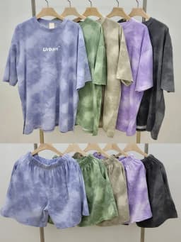 Women T-Shirt Shorts Suit Set Casual Tie Dye Loose Tshirt and Wide Leg Middle Shorts with Pockets Female Soft Summer Shorts Sets