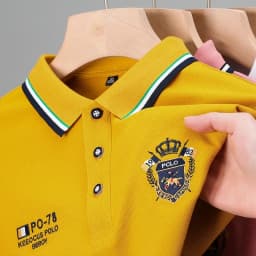 summer Men's Casual Embroidery Short Sleeve Polo Shirt New Fashion Solid Color Top
