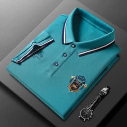 summer Men's Casual Embroidery Short Sleeve Polo Shirt New Fashion Solid Color Top