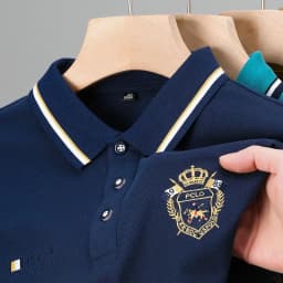 summer Men's Casual Embroidery Short Sleeve Polo Shirt New Fashion Solid Color Top