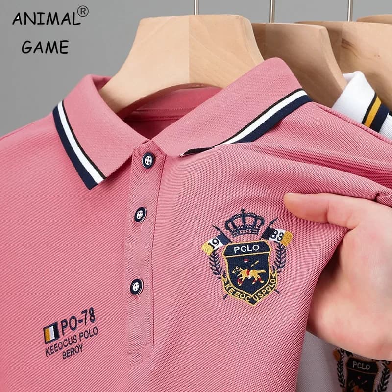 summer Men's Casual Embroidery Short Sleeve Polo Shirt New Fashion Solid Color Top