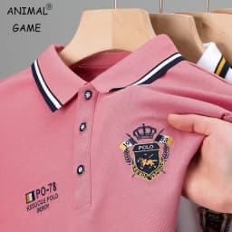summer Men's Casual Embroidery Short Sleeve Polo Shirt New Fashion Solid Color Top