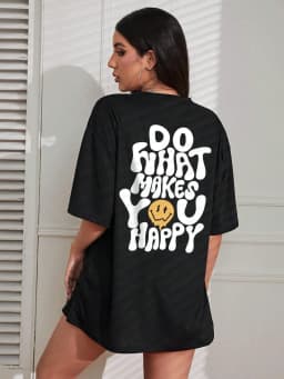 Do What Makes You Happy Funny Letter Graphic T Shirt Women Street Casual Tees Soft Short Sleeve Cotton Oversized Tee Clothes