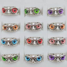 12pcs/Lot Wholesale Alloy Ring Set Owl Shape Charm Jewellery Colour Mix Fashion Gift Accessories Finger Decoration