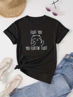 Cat Print Crew Neck T-Shirt, Casual Short Sleeve T-Shirt For Spring & Summer, Women's Clothing