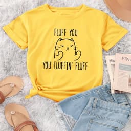Cat Print Crew Neck T-Shirt, Casual Short Sleeve T-Shirt For Spring & Summer, Women's Clothing