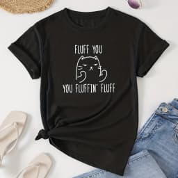 Cat Print Crew Neck T-Shirt, Casual Short Sleeve T-Shirt For Spring & Summer, Women's Clothing