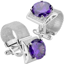 HAWSON Men Birthstone Crystal Cufflinks 17mm Color Stone Cuff Links for Wedding Business Shirt, Birthday Gift for Men