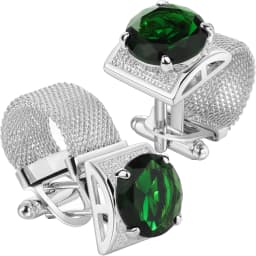 HAWSON Men Birthstone Crystal Cufflinks 17mm Color Stone Cuff Links for Wedding Business Shirt, Birthday Gift for Men