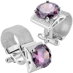 HAWSON Men Birthstone Crystal Cufflinks 17mm Color Stone Cuff Links for Wedding Business Shirt, Birthday Gift for Men