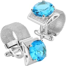 HAWSON Men Birthstone Crystal Cufflinks 17mm Color Stone Cuff Links for Wedding Business Shirt, Birthday Gift for Men
