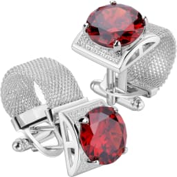 HAWSON Men Birthstone Crystal Cufflinks 17mm Color Stone Cuff Links for Wedding Business Shirt, Birthday Gift for Men