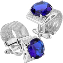 HAWSON Men Birthstone Crystal Cufflinks 17mm Color Stone Cuff Links for Wedding Business Shirt, Birthday Gift for Men
