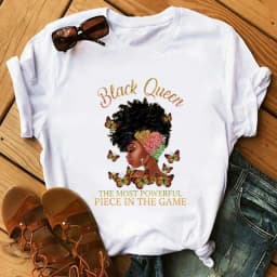 Fashion Print T-shirt Kawaii Melanin T Shirt Women Funny Black African Curly Hair Girl Graphic Tees Aesthetic Tshirt Female