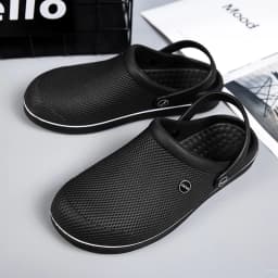 Men's flat EVA plastic waterproof perforated shoes with 2 pairs of sandals and slippers, fisherman's shoes, nurse's shoes