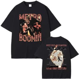 Rapper Metro Boomin Heroes & Villains Double Sided Print T-shirts Men Women Hip Hop Vintage Oversize Tshirt Male Cool Streetwear
