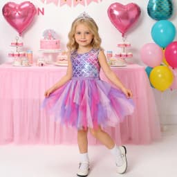 DXTON Summer Sleeveless Dresses For Girls Irregular Tulle Kids Princess Dress Mermaid Party Prom Toddler Children Costumes 3-12Y
