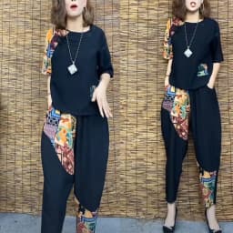 Women's Casual Suit 2024 Summer New Slim Short Sleeve T-Shirt Top Harlan Cropped Pants Plus Fashion Cotton Linen 2 Two Piece Set