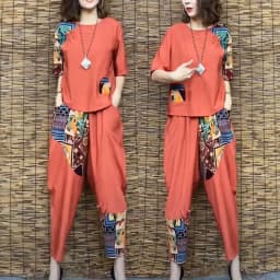 Women's Casual Suit 2024 Summer New Slim Short Sleeve T-Shirt Top Harlan Cropped Pants Plus Fashion Cotton Linen 2 Two Piece Set