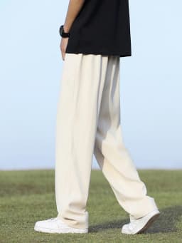 Summer Korean Men's Pants Light&Thin Polyester Elastic Waist Semi-Wide Loose Slacks Drape Suit Pants Male Casual Trousers