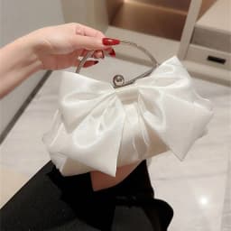 Gold Bright Silk Bowknot Evening Bag Women Elegant Fashion Banquet Clutch Chain Shoulder Bags Luxury Purse Female Party Handbags